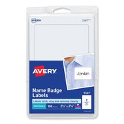 Avery Dennison Badge, Name, Plain, White Border, PK100 5147